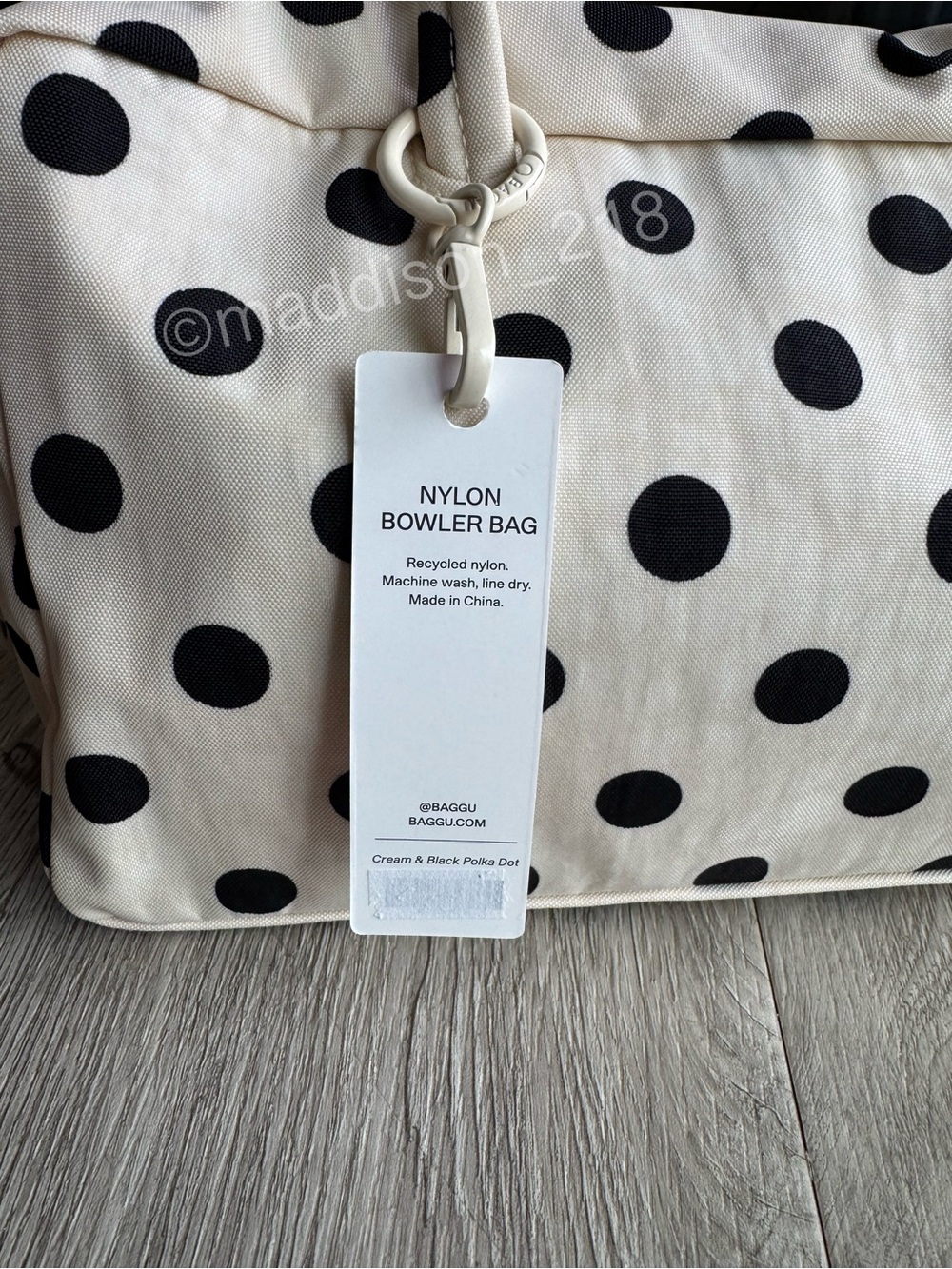 Baggu Polka Dot Bowler Bag Cream Black Urban Outfitters New with Tags - Picture 4 of 12